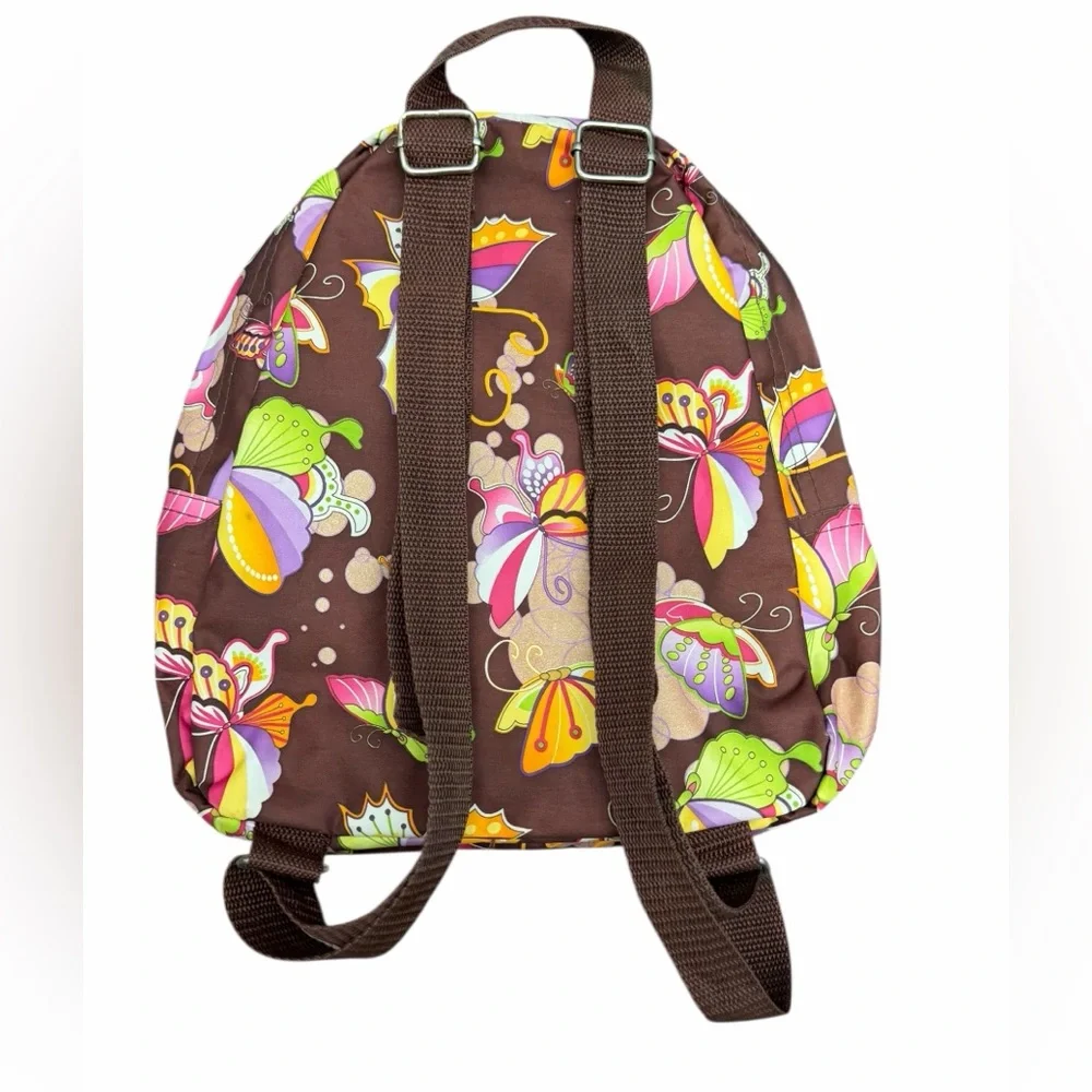 Butterfly Print Mini Backpack Brown Colorful Small Bag